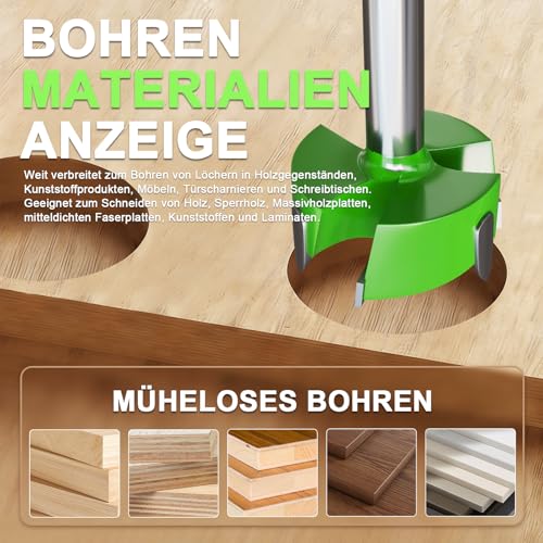 METOTY 80mm Forstnerbohrer，Professioneller Holzbohrer für Holz,Hölzer,Spanplatten,Faserplatten ，Forstner Bits mit Sechskant Schaft