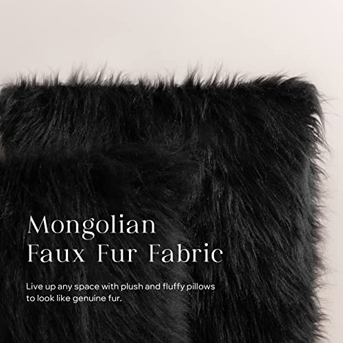 Image of Phantoscope Decorative Black New Luxury Series Merino Style Fur Throw Pillow Case Cushion Cover 20 inch x 20 inch