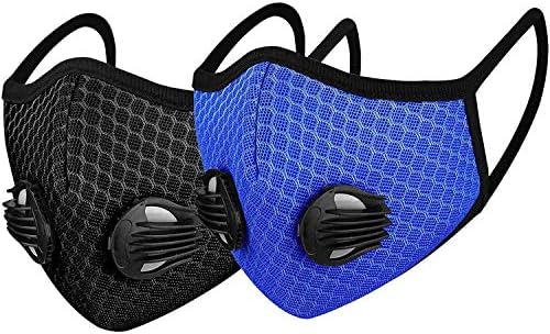 Cycling Face Bandanas, with 2 Breathing valve for Adults, Haze Dust Face Health Protection (2pcs, A)