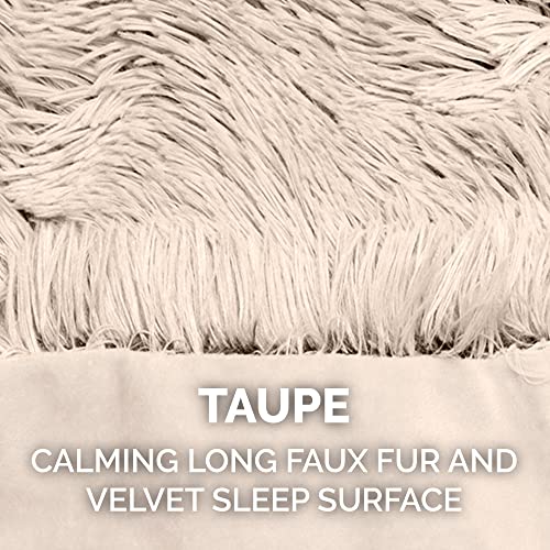 Image of Furhaven Waterproof Throw Blanket for Dogs & Indoor Cats, Reversible Protective Pet Blanket, Small, Long Faux Fur & Velvet, Taupe