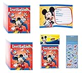 Mickey Mouse Birthday Party Supplies Bundle Set includes Party Invitations with Envelopes - 24 Count