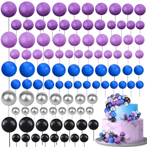 Tondiamo 108 Pcs Ball Cake Toppers, 5 Sizes for Cake Decorating, 36, A