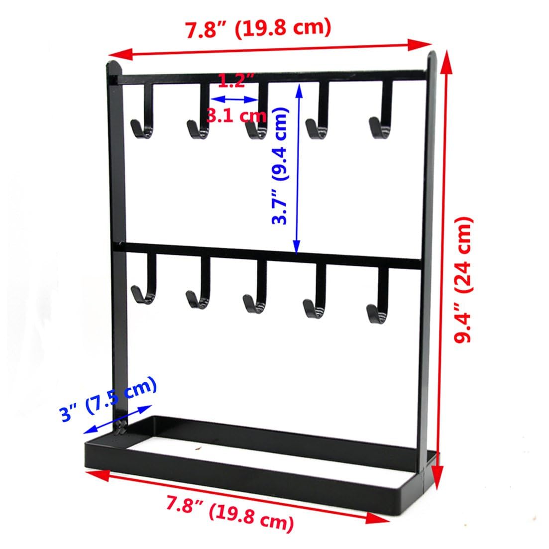 LXZ 1 PC Tabletop Hook Rack – Jewelry Stand Holder – Black Hangers for Necklaces Keys Brace laces Ear Rings
