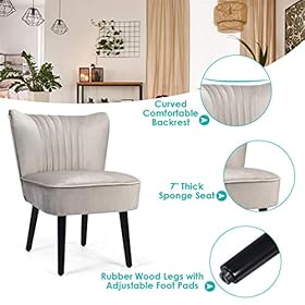 Giantex Set of 2 Velvet Accent Chair, Upholstered Modern Leisure Club Chairs w/Wood Legs, Thick Sponge Seat, Adjustable… 51cJI6n9qQL. SS280