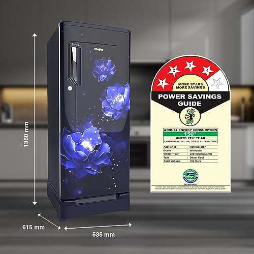 Image of Whirlpool 192 L 4 Star Inverter Direct-Cool Single Door Refrigerator with Intellisense Inverter Technology (215 IMPC ROY 4S INV Sapphire Abyss-Z,Sapphire Mulia,Base Stand with Drawer,) Blue