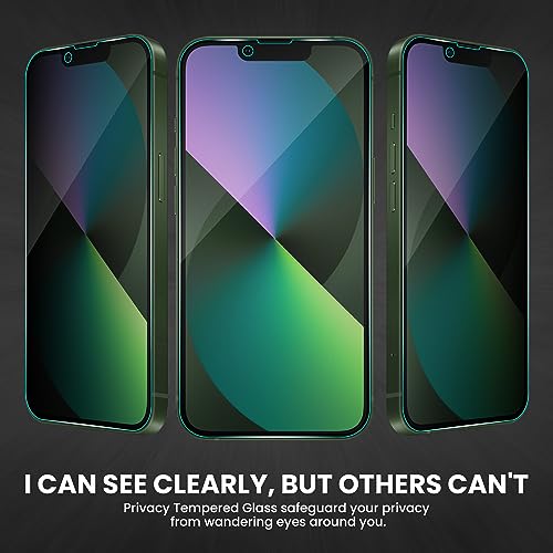 Image of ArmourPro Matte Privacy Tempered Glass for iPhone 16e, 17E, iPhone 13 and 14, Anti-Spy Anti-Glare Screen Protector, Edge-to-Edge Full Coverage, 9H Anti Scratch, Smooth Touch, Easy Installation Kit with Cable Protector