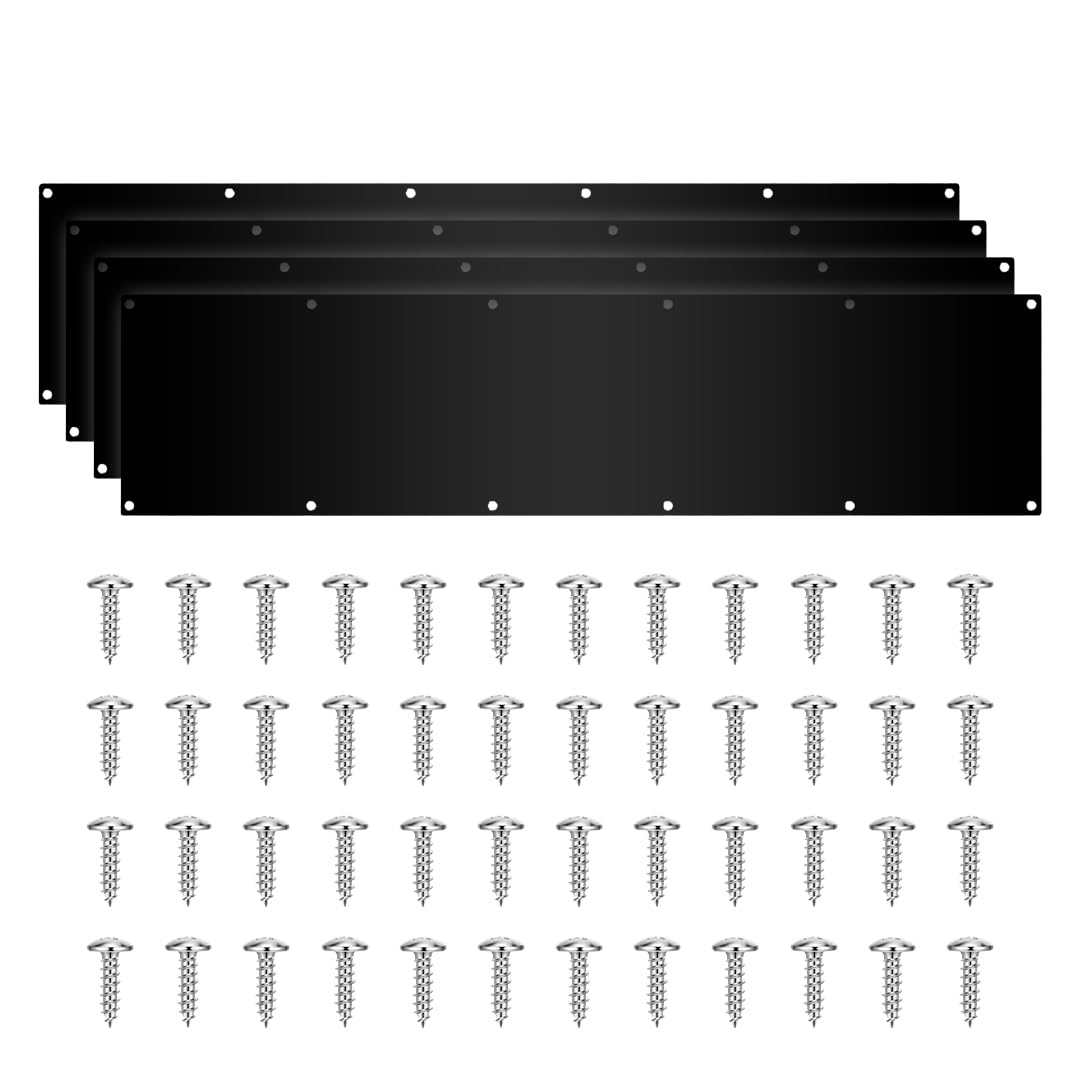 SUMBIN 4 Sets 34 x 8 Inch Door Kick in Mat Black Finish - Elegant Accent & Durable Protection for Doors - Exterior Home Decor - Easily Mount On Wood or Metal Doors