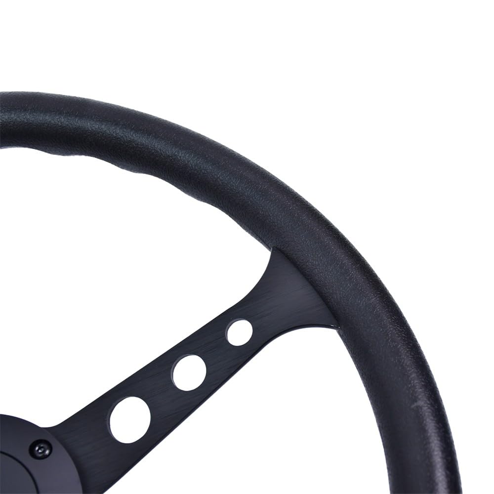 Lenkrad-Ersatz 380 mm/15 Zoll Universelles Ersatz-Rennlenkrad 3 Speichen 6 Schrauben mit Hupenknopf Fahrzeugmodifikation Sim Driving Motorsport JDM PU