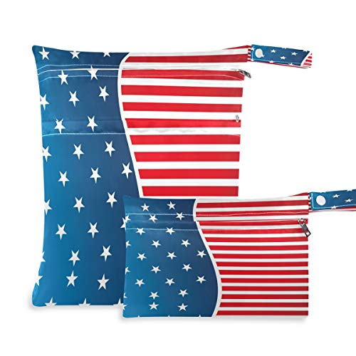 JUMBEAR - Juego de bolsas secas impermeables reutilizables para viajes, playa, pañales, bolsas secas y húmedas, con dos bolsillos con cremallera para traje de baño y gimnasio, 2 unidades