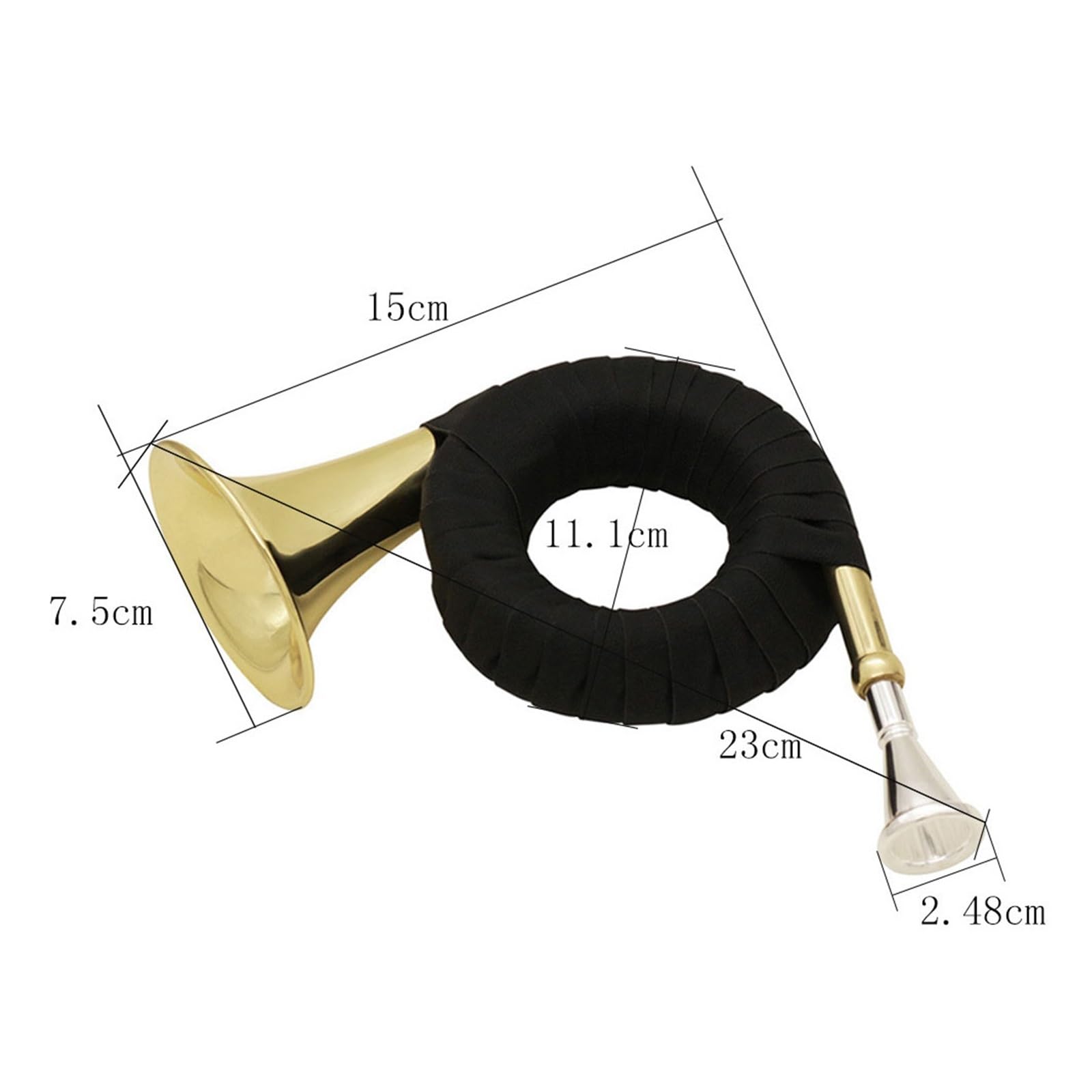 Strumento A Fiato Professionale In Ottone Mini Corno Dorato In Chiave Sib Con Accessori(French Horn)