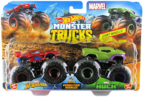 Hot Wheels 2019 Monster Trucks Demolition Doubles Spiderman vs Hulk 1:64