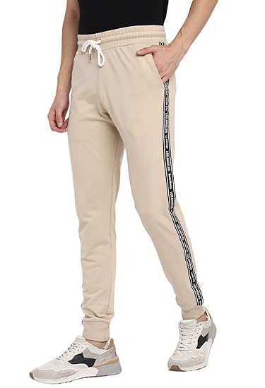 Men's Cotton Side Tape Slim Fit Joggers Track Pants