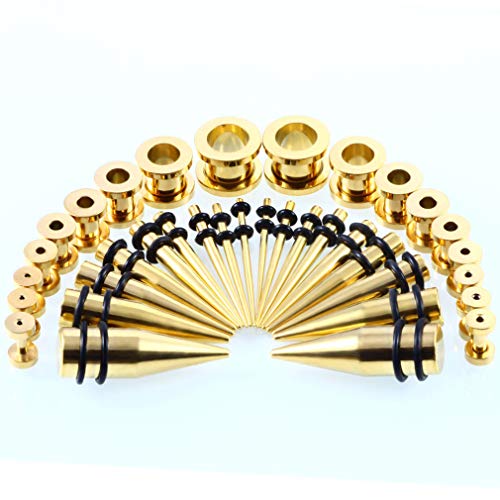 36pcs Ear Stretching Kit 14G-00G Surgical Steel Tapers Tunnels Gauges Set for Starter Women Men Expanders Body Piercing Jewelry…2