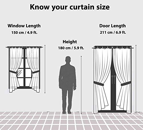 Image of Zesture 3D Printed Polyster Eyelet Door Curtain Set of 2-4 ft x 7 ft, Green