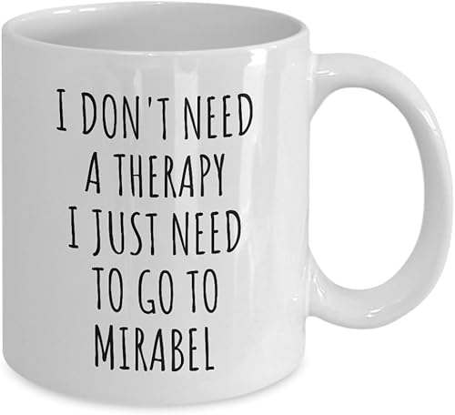 Miniatura 2 de EzGift Funny Mirabel Mug I Don't Need Therapy Traveler Gift For Men Women City Lover Backpacker Present Idea Quote Gag Coffee Tea Cup 11 Oz