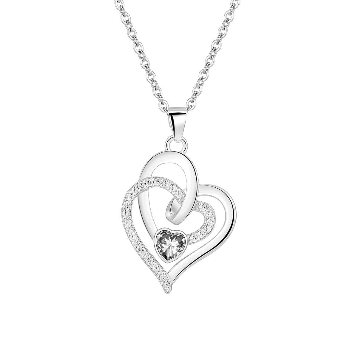 AOQINGIrregular heart print pendant, simple design, two independent heart pendant overlap each other, suitable as a gift to important people