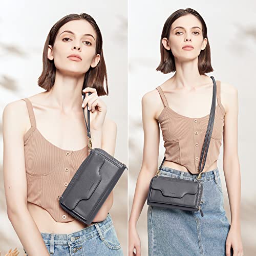 Image of nuoku Small Purse for Women, RFID Blocking Wristlet Wallet, Crossbody Clutch with Cell Phone Pocket