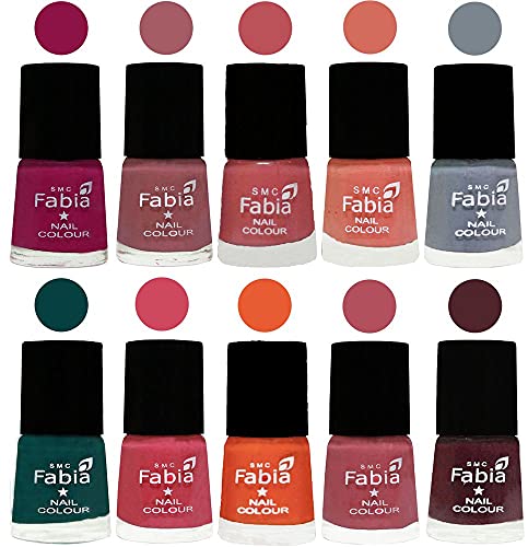 Image of ALL IN ONE (PACK OF 10), Long Lasting Glossy Nail Polish, 6 ml Each, All Vibrant Colours,01945