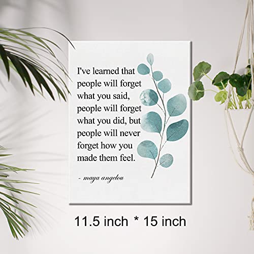 Jerloe Inspirational Canvas Wall Art Motivational I'Ve Learned That People Will Never Forget How You Made Them Feel Quote Canvas Print Positive Painting Wall Decor Framed Gift 12X15 Inch thumb #1