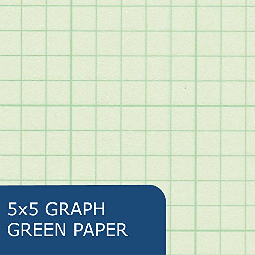 Roaring Spring 5X5 Grid Engineering Pad, 15# Green Paper, 3 Hole Punched, 8.5" X 11" 100 Sheets #TOP2