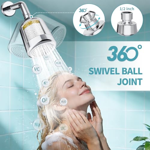 SR SUN RISE Shower Filter for Hard Water – 2-in-1 High Pressure Shower Head with Filter, 20-Stage NSF Certified Cartridge Removes Chlorine, Portable 3-Inch Chrome for Healthier Skin & Hair — view 5