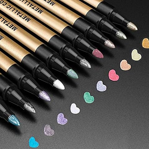 Metallic Marker Pens Metallic Pens - APOGO 10 Art Pens Silver Pens Scrapbook Pens for Black Paper, Scrapbook Accessories, Gift Card Making, Christmas Pens, Christmas Gifts for Teenage Girls Cover