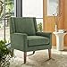 COLAMY Modern Wingback Living Room Chair, Upholstered Fabric Accent Armchair, Single Sofa Chair with Lounge Seat and Wood Legs for Bedroom/Office/Reading Spaces, Green