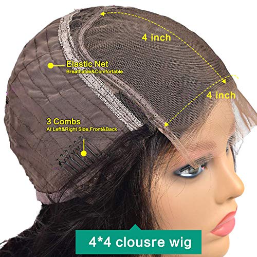 Miniatura 9 de ALLRUN Pelucas de cabello humano con encaje frontal de 4 x 4, 20 pulgadas, ondulado, brasileño, rizado, HD, con cierre de encaje, para mujeres