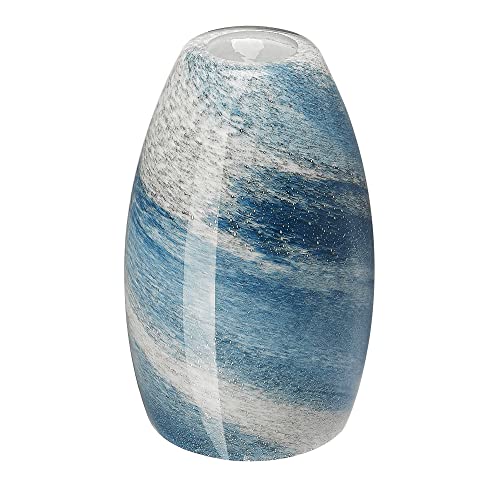 Image of Oval Glass Pendant Lamp Shade - Grey Blue Art Glass Light Covers for Kitchen Island Pendant Light Fixtures Replacement