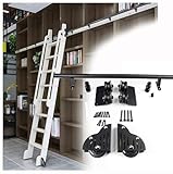 Schiebe-Bibliotheksleiter-Hardware-Kit mit Bodenrädern und Bremsen – einfache Installation für Zuhause und Bibliothek