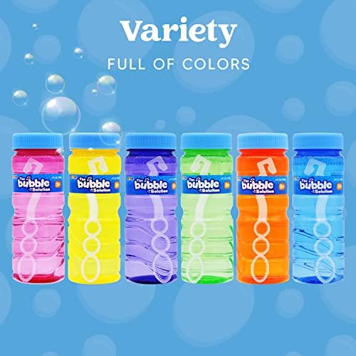 12 4oz Bubble Bottles with Wand Assortment for Kids, Bubble Blower for Bubble Blaster Party Favors, Summer Toy, Birthday, Outdoor & Indoor Activity, Easter