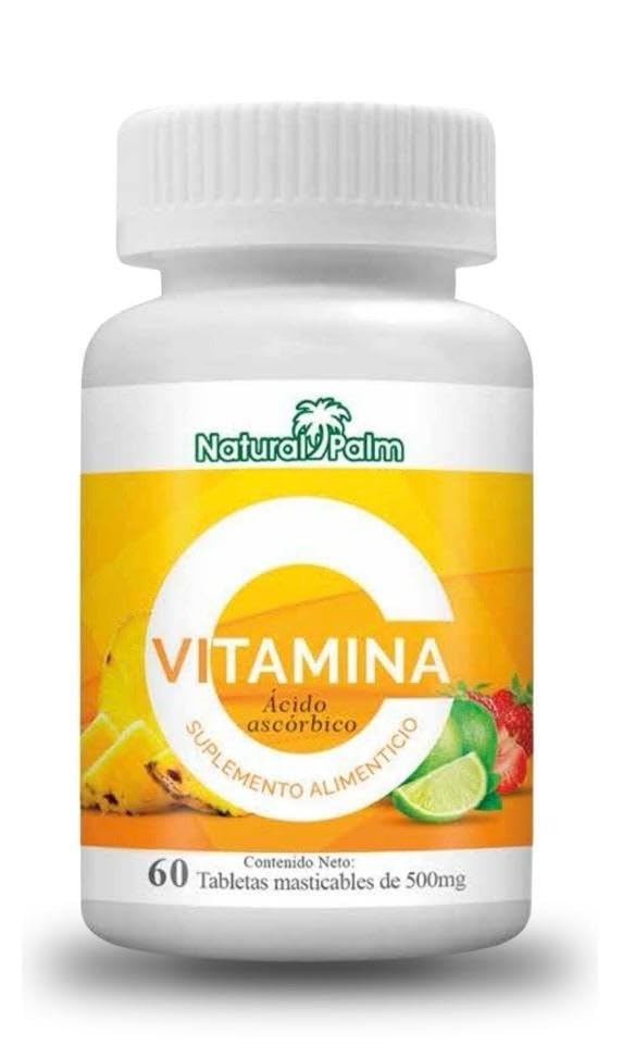 Vitamínicos, Vitamina C 500mg, Tabletas Masticables, 60 Tabletas, Suplemento Alimenticio para 30/60 Usos