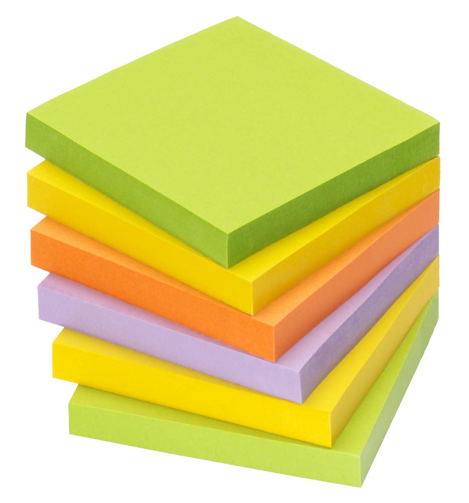 Haftnotizen "SPRING" Farbmix Pack, 75 x 75mm, 100 Blatt pro Block, 6 Blöcke pro Pack, 20 Packs im Karton