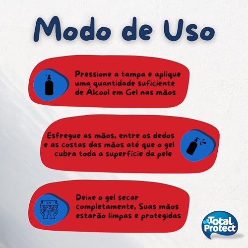 Total Protect Álcool Em Gel Para As Mãos Mata 99 9% Dos Germes E Bactérias 500Ml