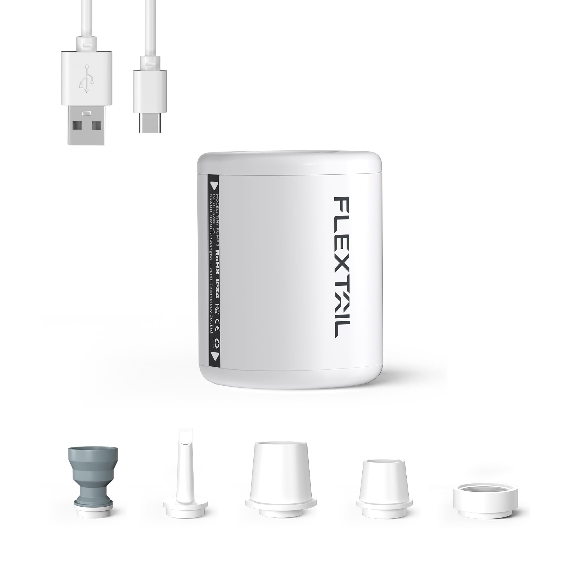 FLEXTAILGEAR TINY PUMP 2 エアポンプ 電動ポンプ ポンプ 携帯式 最軽量 4Kpa TYPE-C充電式 800mAh 空気入れ 空気抜く プール用 浮き輪 圧縮袋 インフレーターマット エアマット キャンプ(ホワイト)