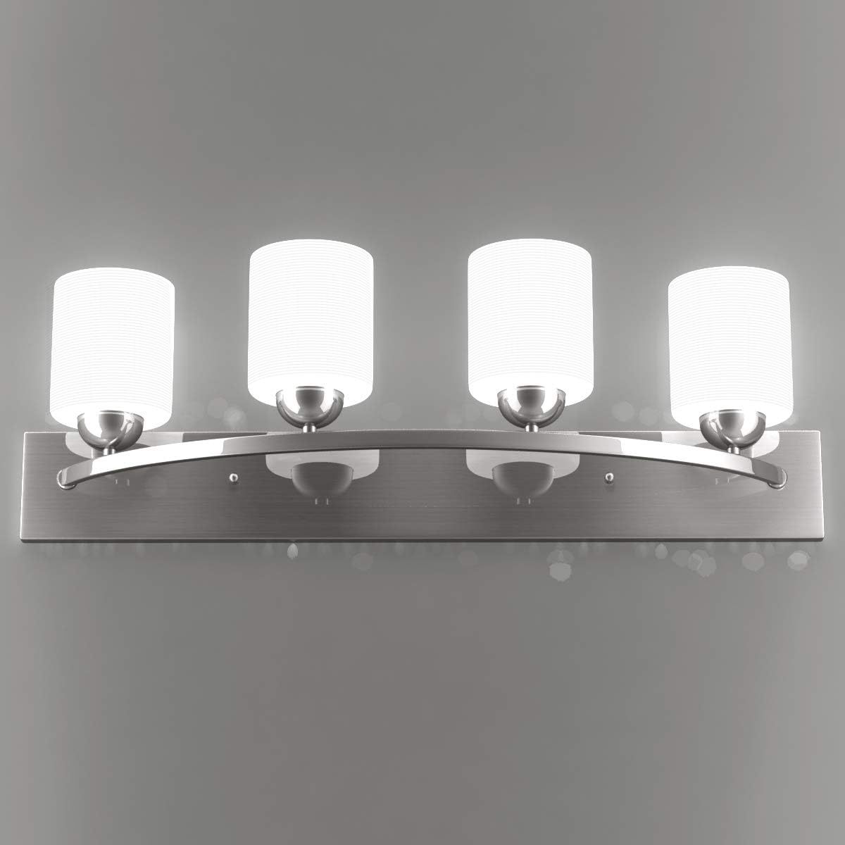 Review Product Tangkula Bathroom Vanity Lamp Brushed Nickel Wall Mounted Vanity Lighting Fixture with White Glass Shade Wall Sconce Pendant Lamp (Nickel, 4)