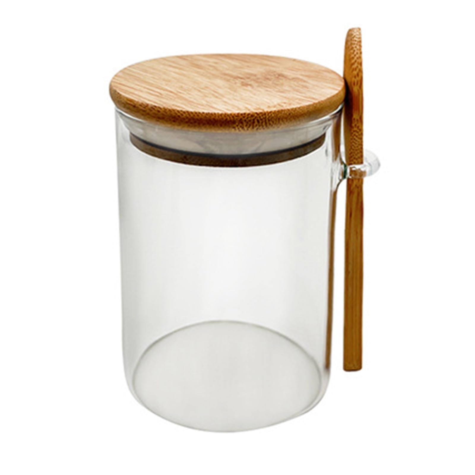 HYFEUOKF Glass Container With Spoon Multi-purpose Transparent Airtight For Grains Tea Dried Fruit And Snacks(85 * 150cm)