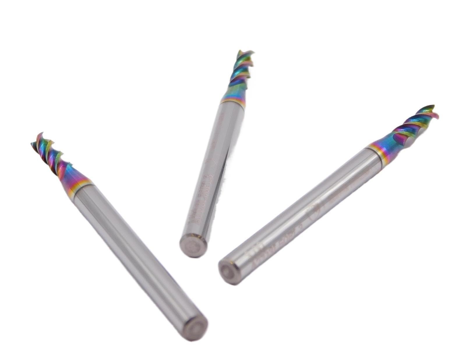 Fresa carburo 3mm 3 filos recubierta DLC cuadrada CNC pack de 3
