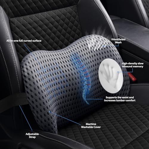 Sproerden 2267UJGF Lumbar Support Pillow With Adjustable Straps For Lower Back Pain Relief. Memory Foam Lumbar Support Pillow For Car, Bed, Office Chair, Gaming Chair, Recliner, Improves Posture thumb #4