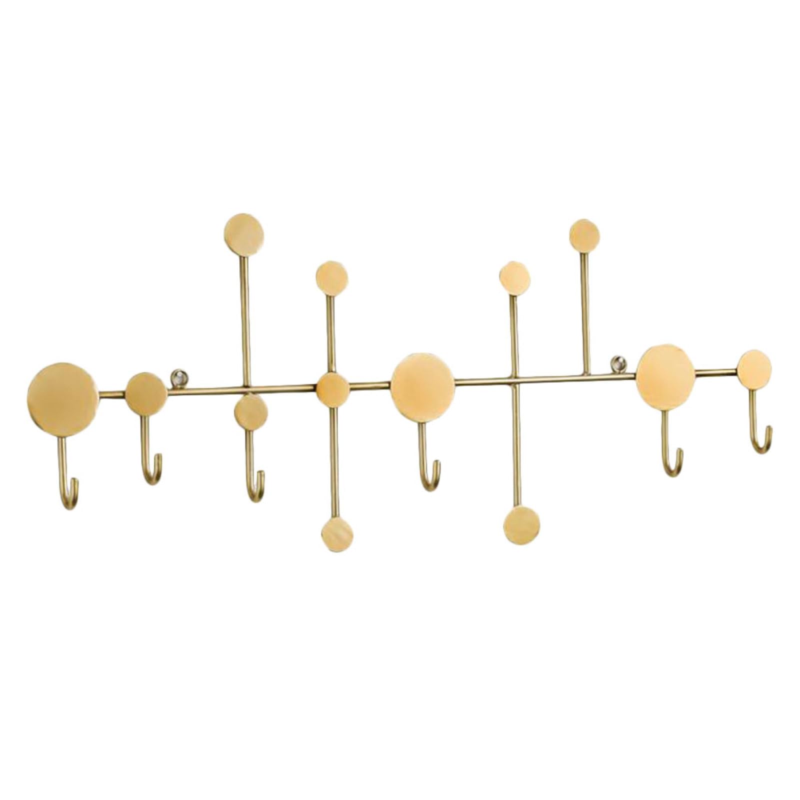 Percha de Pared Colgante Dorada de Hierro Moderna 6 Ganchos para Abrigos y Bolsos, Gancho Multifuncional Resistente para Espacios Pequeños y Decoración
