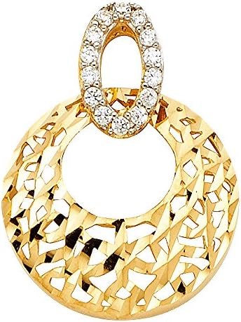 Ioka - 14K Yellow Gold Cubic Zirconia CZ Charm Small Pendant For Necklace or Chain