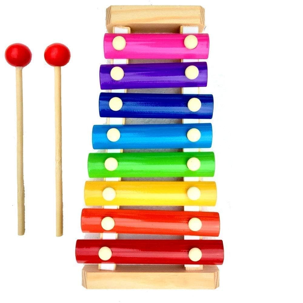 SHINETOY Wooden Xylophone for Kids, 8 Colourful Notes, 23 x 12 cm, with 2 Mallets with Child Safe Non-Toxic Material Safe Early Educational Musical Toy Gift for Kids Girls Boys, Rainbow Colors-image-31