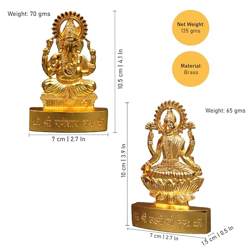 Image of Spillbox Gold Plated God Statue Showpiece for Home Office Figurine Religious Pooja Gift Living Room Decoration Home Decor- Gold Plated laxmi Ganesha (Small)