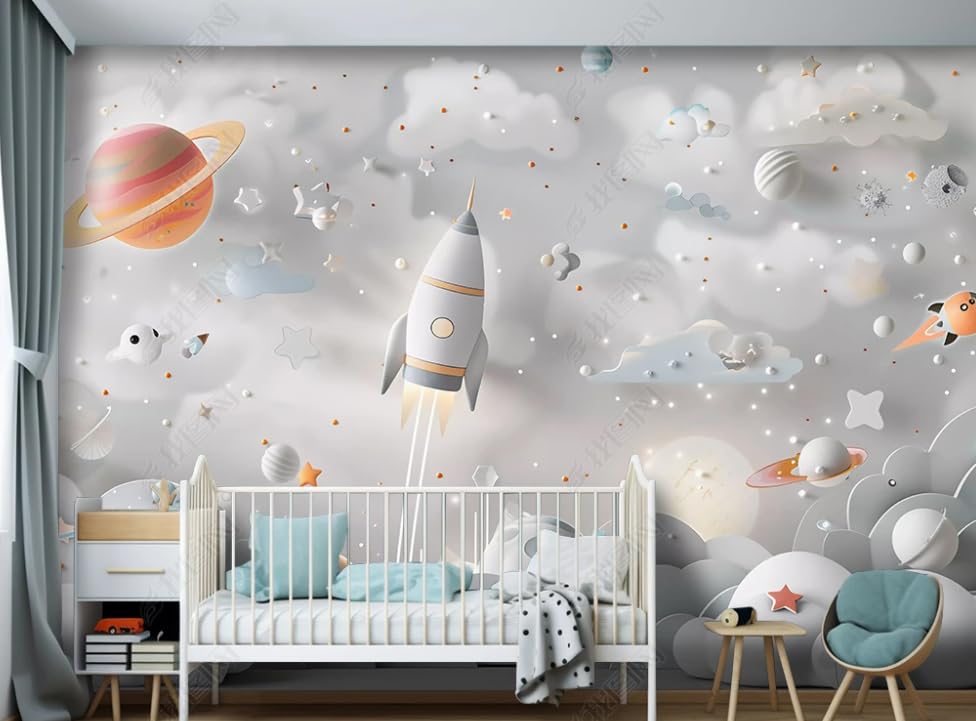 Papier peint intissé haut de gamme au motif de planète spatiale