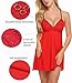 ADOME Lingerie for Women Sexy Chemise Nightgown Babydoll Soft Sleepwear Sling Dress Red