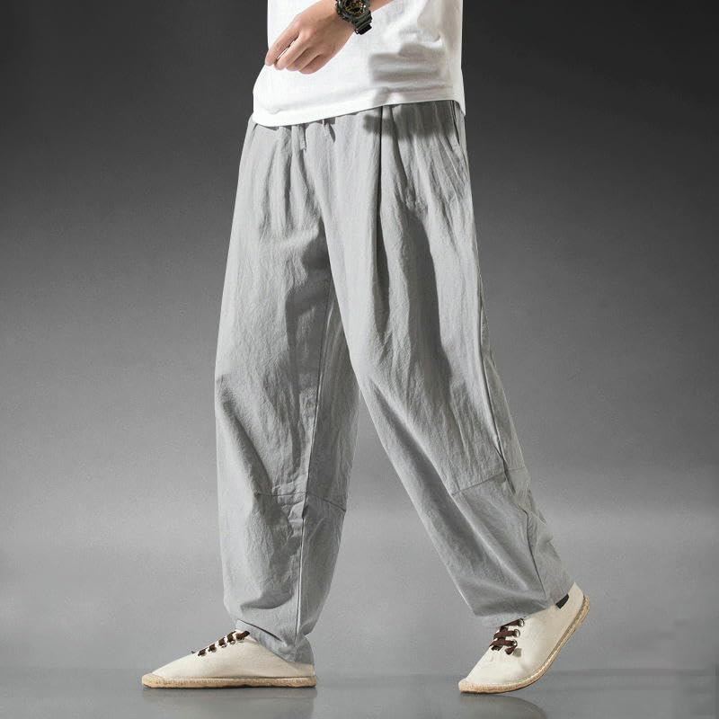 Pantalon lanterne ample homme coton lin jambe large décontracté automne
