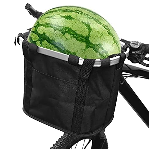 Sisenny Bike Basket Folding Small Pet Cat Dog Carrier Front Removable Bicycle Handlebar Bag Quick Release Detachable Cycling Holder Storage Basket