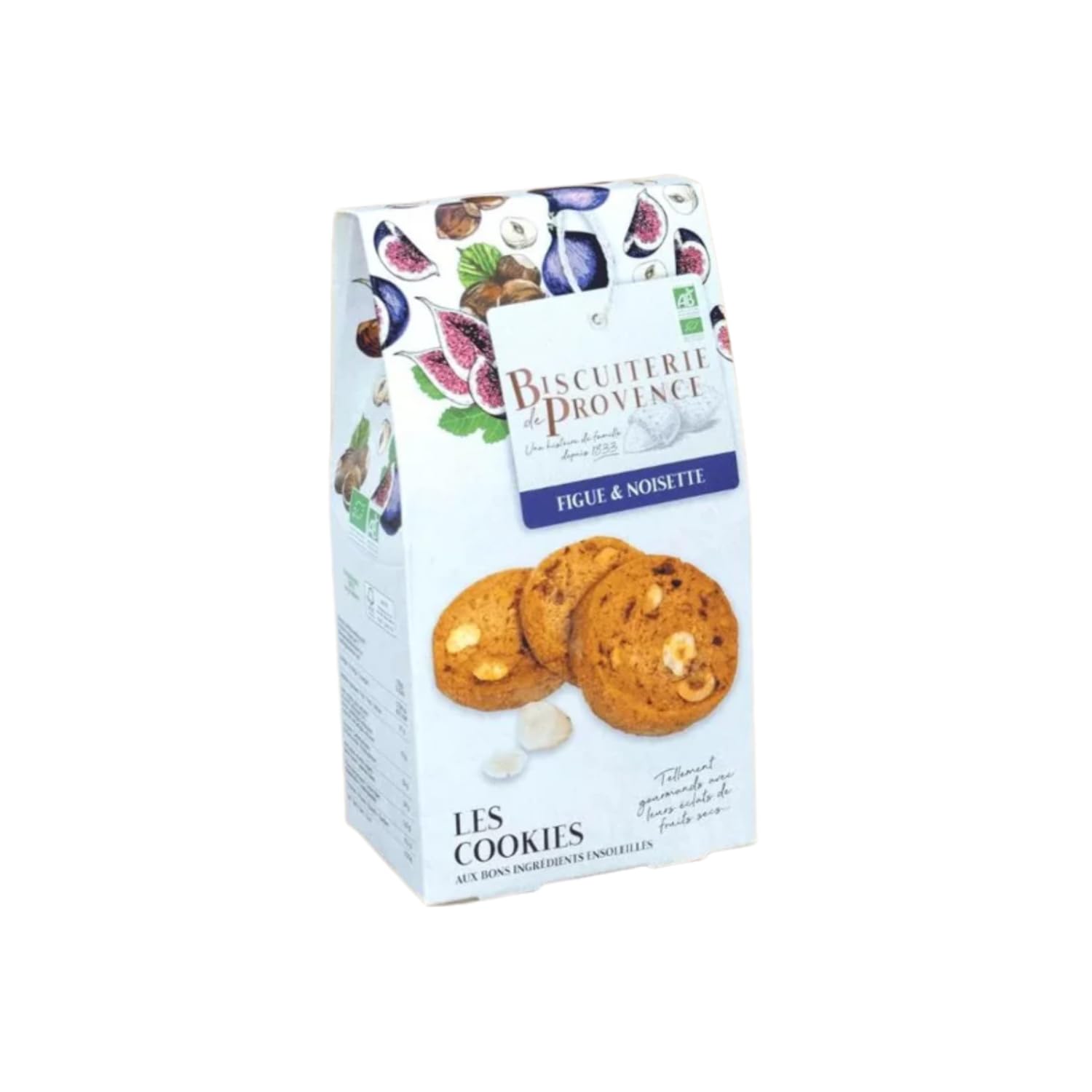 Biscuiterie de Provence | Biscuits Bio Figues et Noisettes - 3 x 120 Gr | Trousse Biscuits Français aux Figues, Amandes et Noisettes
