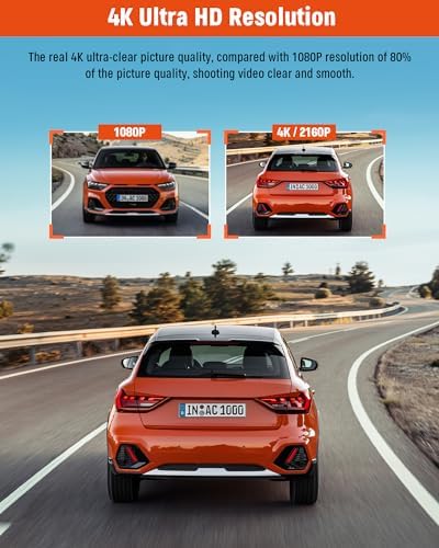 3 Channel Dash Camera, Dash Cam Front and Rear Inside, 4K UHD 170 Deg Wide Angle Dashboard Camera with 32GB SD Card, Built in IR Night Vision,Loop Recording,24H Parking Monitor, Accident Lock - 4