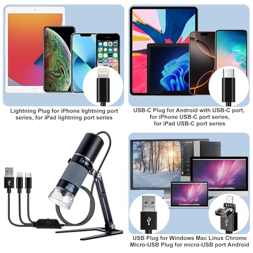 Microscopio digital portátil USB 1080P endoscopio aumento para Android y PC 3